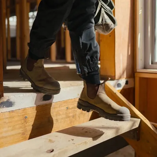 Blundstone 8002 Rotoflex - TPU Steel Safety - Rustic Brown - Unisex - Elastic Side-With Scuff Cap - Image 5
